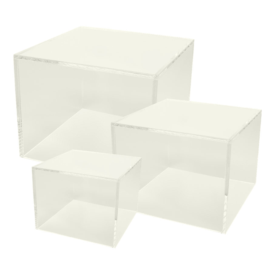 Set of 3 clear acrylic cube risers