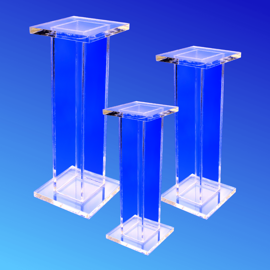 Tall acrylic display stand made from thick acrylic