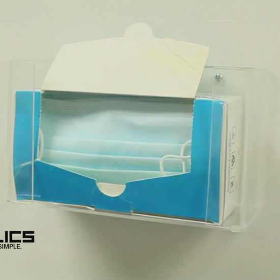 Wall mounted face mask box dispenser