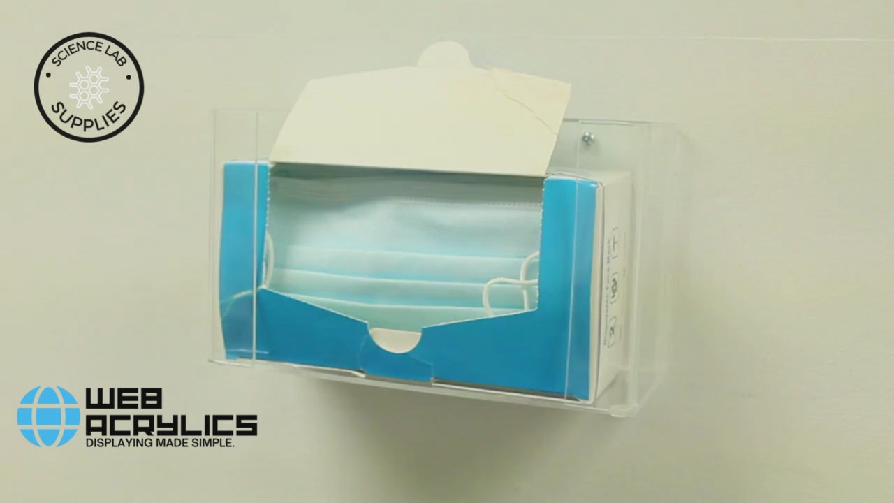 Wall mounted face mask box dispenser