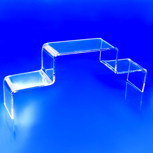 Acrylic riser bent with two steps for displaying products